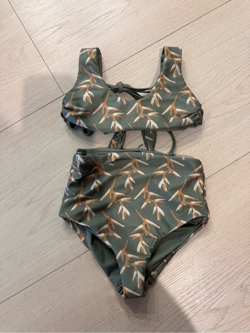 Of One Sea Kids’ Bikini Ginger Green Seagrass | 0/1T